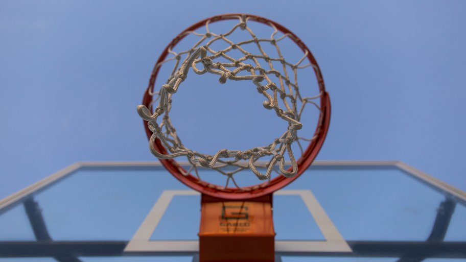 view from bottom of basketball goal